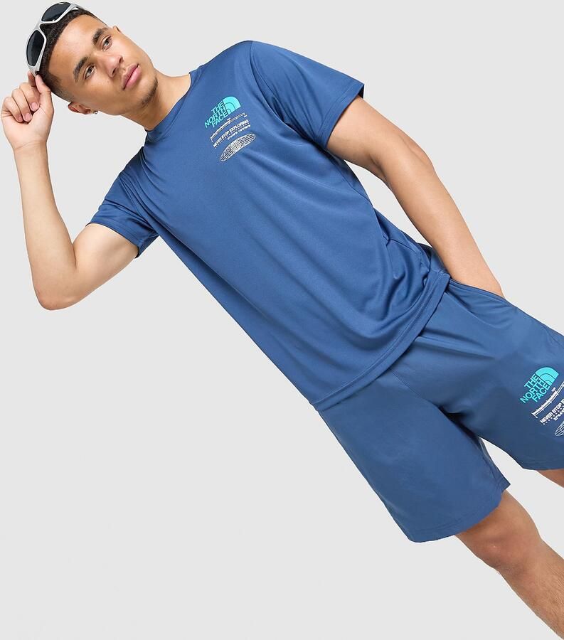 The North Face Graphic Performance T-Shirt Blauw- Heren Blauw