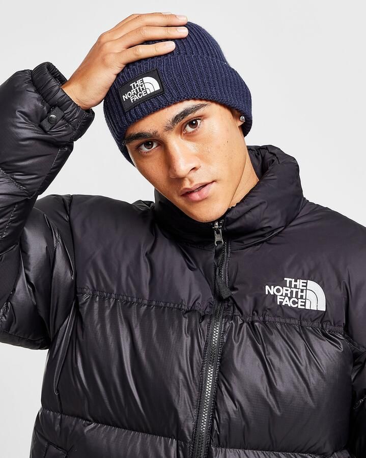 The North Face Logo Box Cuffed Beanie Hat Blauw- Dames Blauw