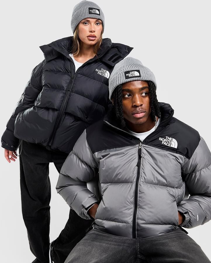 The North Face Logo Box Cuffed Beanie Hat Grijs- Dames Grijs