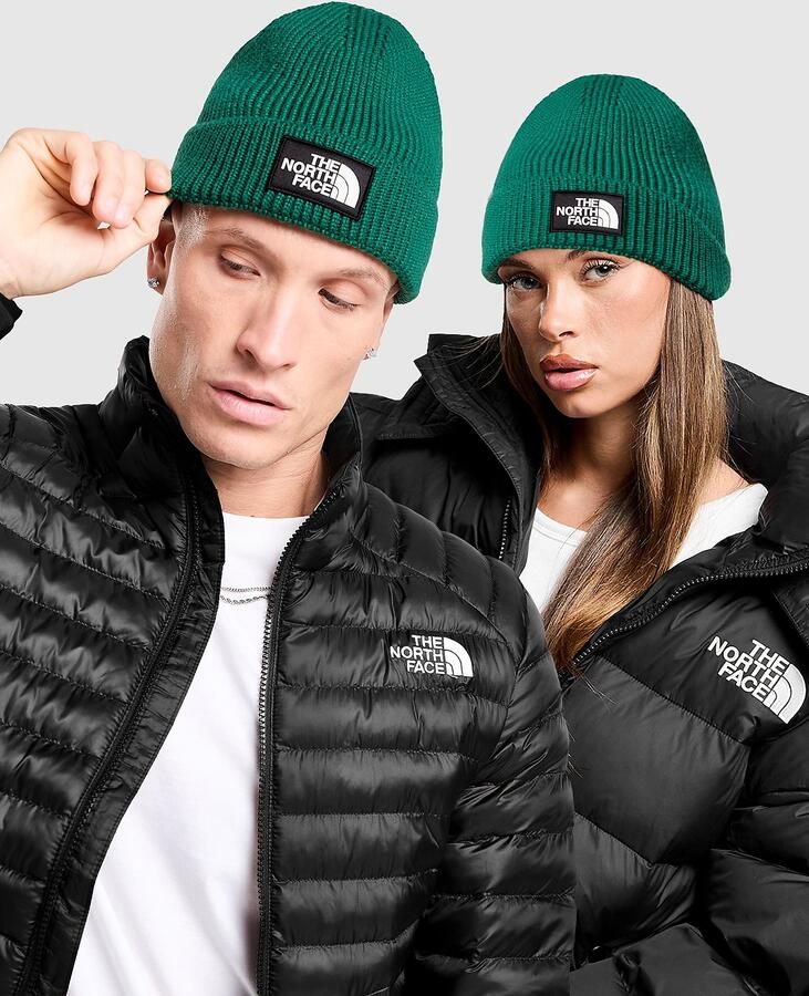 The North Face Logo Box Cuffed Beanie Hat Groen- Dames Groen