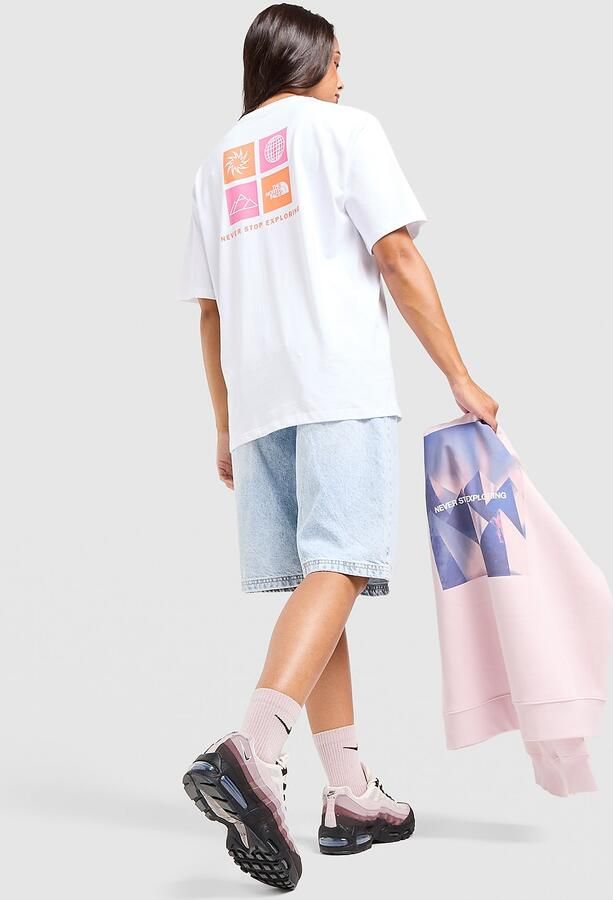 The North Face Multi Box Logo Boyfriend T-Shirt Wit- Dames Wit