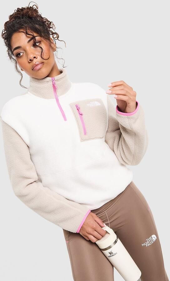 The North Face Yumori 1 4 Zip Fleece Top Beige- Dames Beige