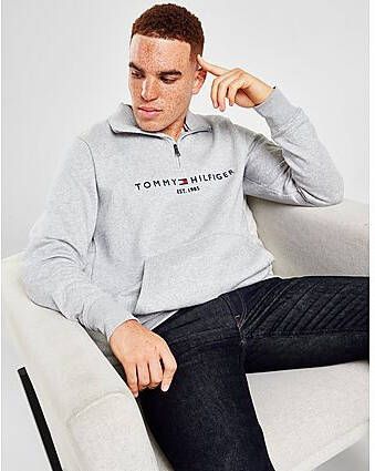 Tommy Hilfiger Flag 1 2 Zip Sweatshirt Grey- Heren