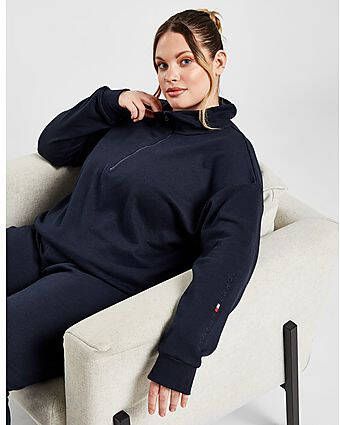 Tommy Hilfiger Plus Size Lounge 1 2 Zip Crew Sweatshirt Navy- Dames