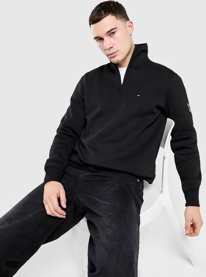 Tommy Hilfiger 1 4 Zip Sweatshirt Zwart- Heren Zwart