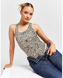Tommy Jeans Leopard Print Bodysuit Brown- Dames