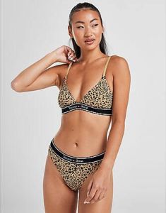 Tommy Jeans Leopard Print Thong Brown- Dames