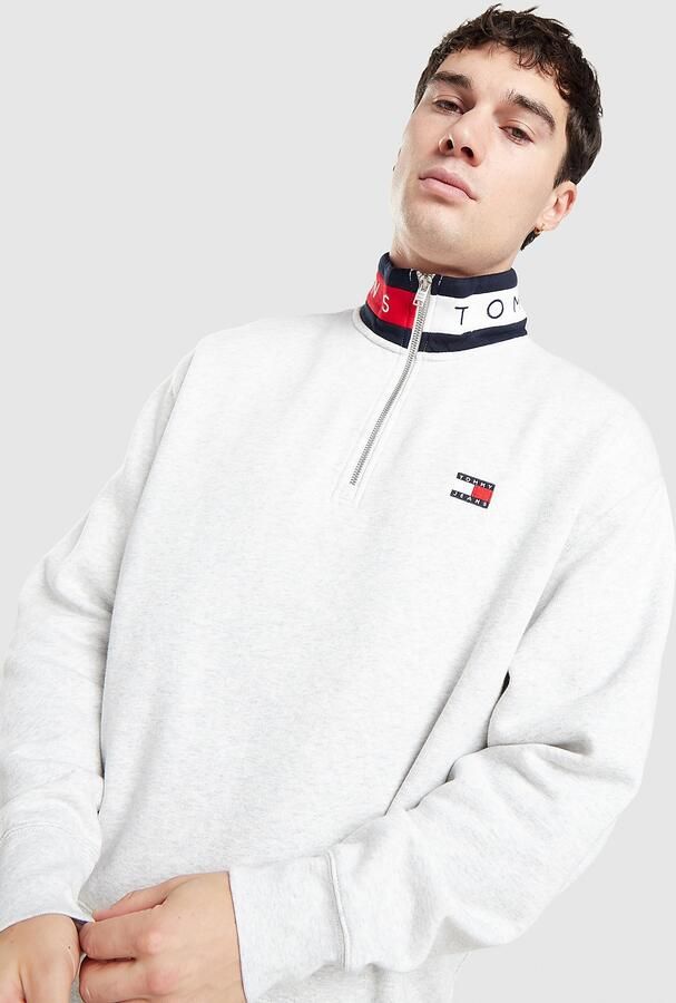 Tommy Jeans 1 4 Zip Sweatshirt Grijs- Heren Grijs