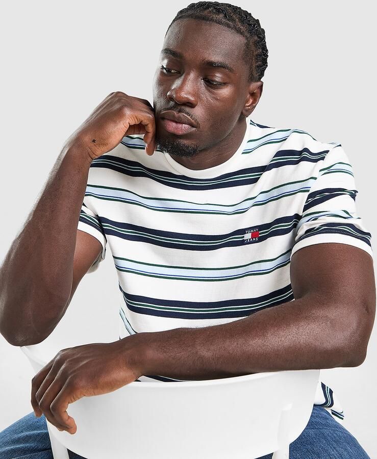 Tommy Jeans 90s Stripe T-Shirt Wit- Heren Wit