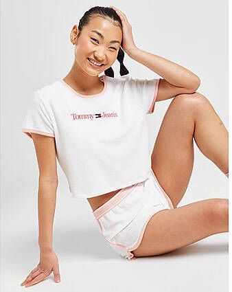Tommy Jeans Towelling Crop T-Shirt White- Dames