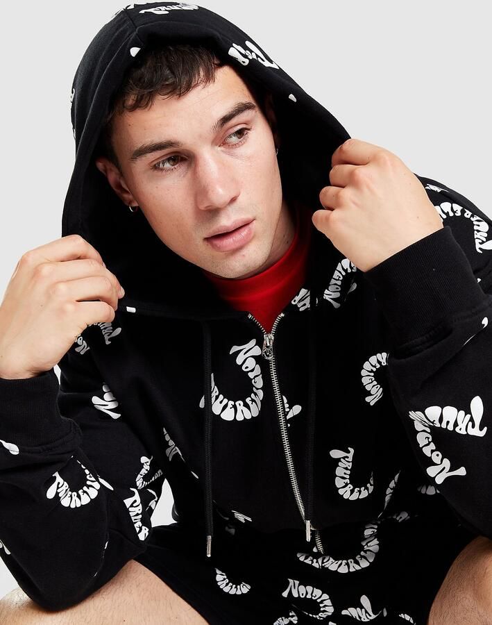 True Religion All Over Print Hoodie Zwart- Heren Zwart