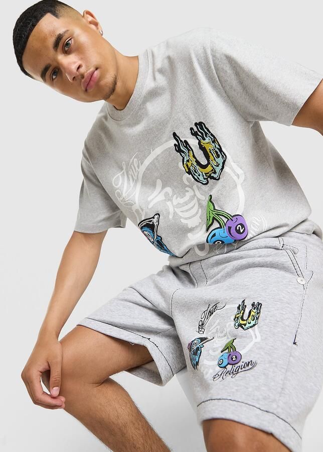True Religion Buddha Face Shorts Grijs- Heren Grijs