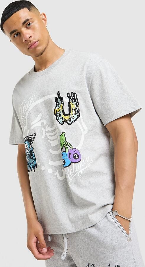 True Religion Buddha Face T-Shirt Grijs- Heren Grijs