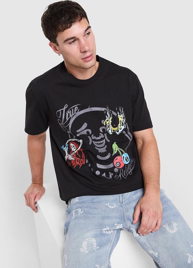 True Religion Buddha Face T-Shirt Zwart- Heren Zwart