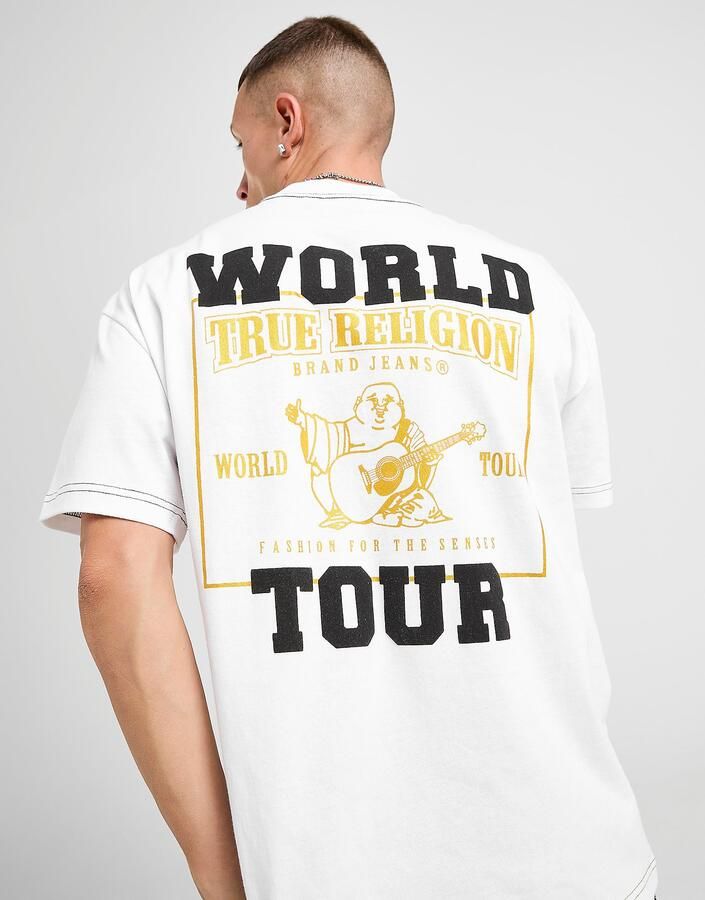 True Religion World Tour Big Logo T-Shirt Wit- Heren Wit