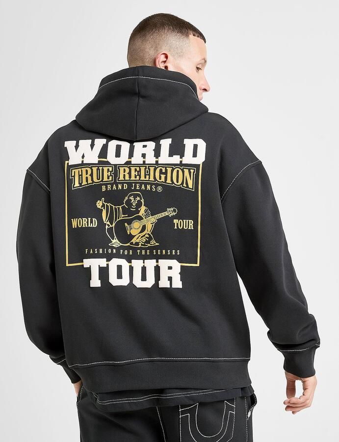 True Religion World Tour Big T Hoodie Zwart- Heren Zwart