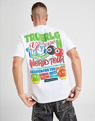 True Religion World Tour Pool Ball T-Shirt White- Heren White