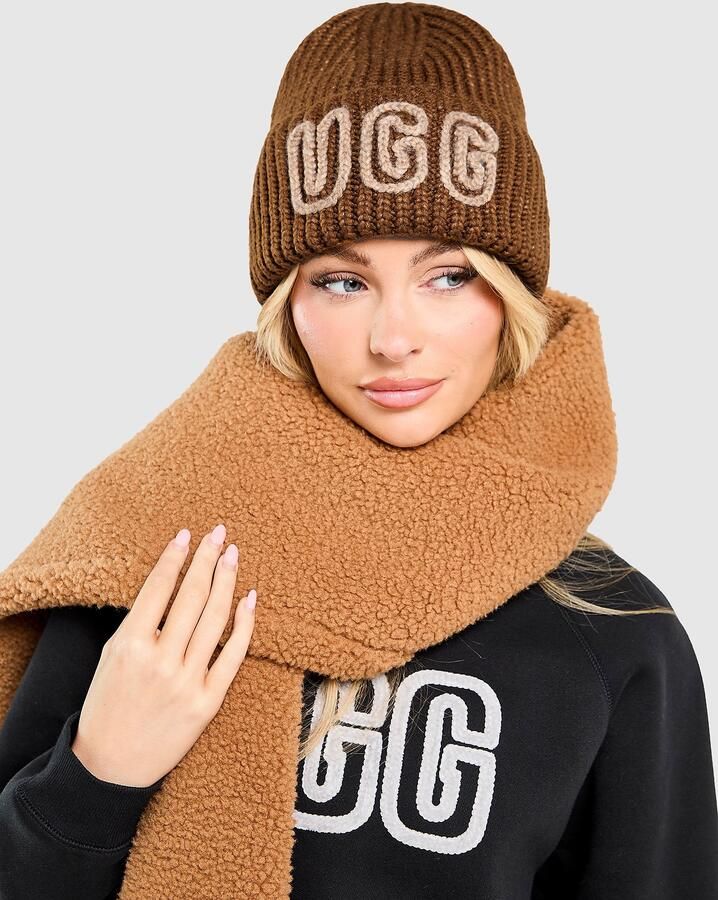 Ugg Chunky Crafted Rib Beanie Hat Bruin- Dames Bruin