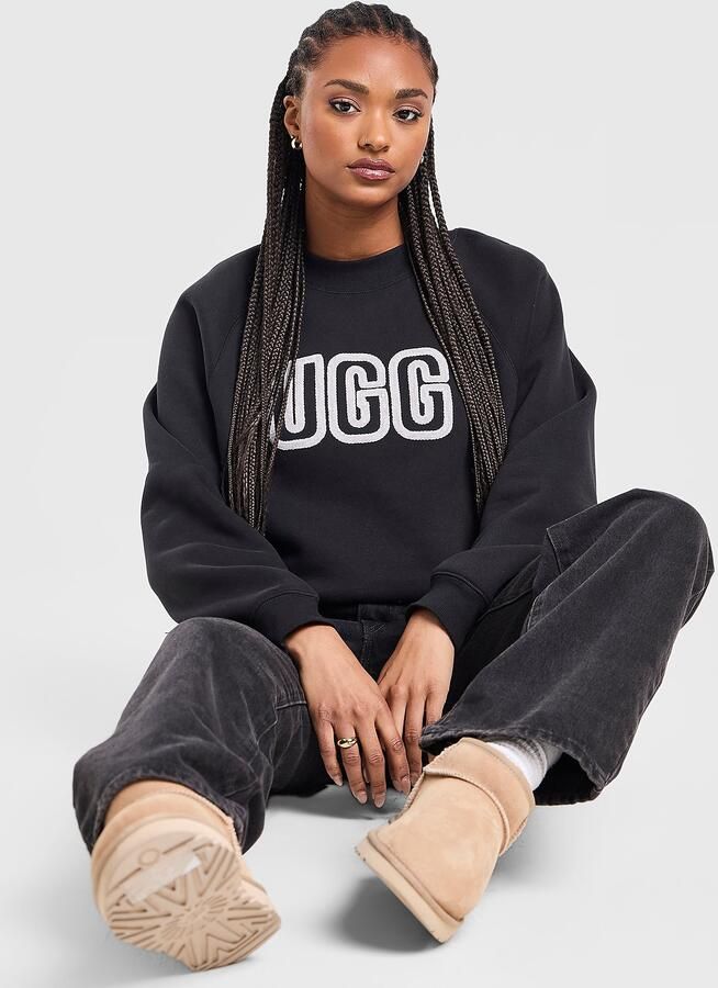 Ugg Cosy Logo Crew Sweatshirt Zwart- Dames Zwart