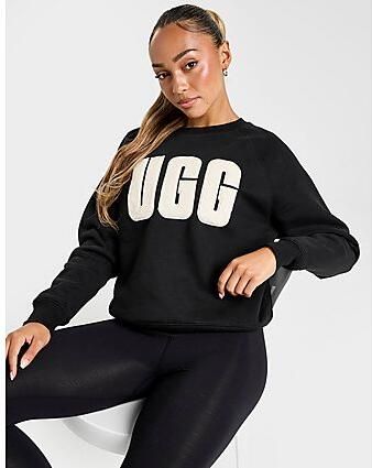 Ugg Fuzzy Logo Crew Sweater Dames Black- Dames Black