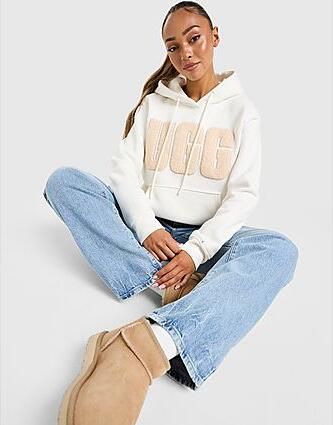 Ugg Large Logo Hoodie White- Dames White