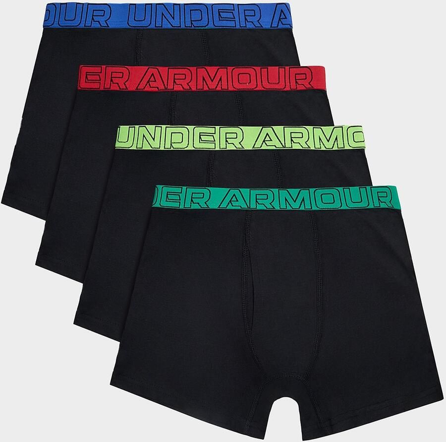 Under Armour 4-Pack Cotton Boxers Junior Zwart Kind Zwart