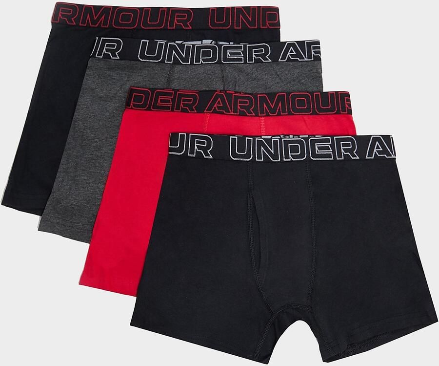Under Armour 4-Pack Cotton Boxers Junior Zwart Kind Zwart