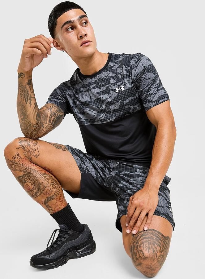 Under Armour Camo HeatGear T-Shirt Zwart- Heren Zwart