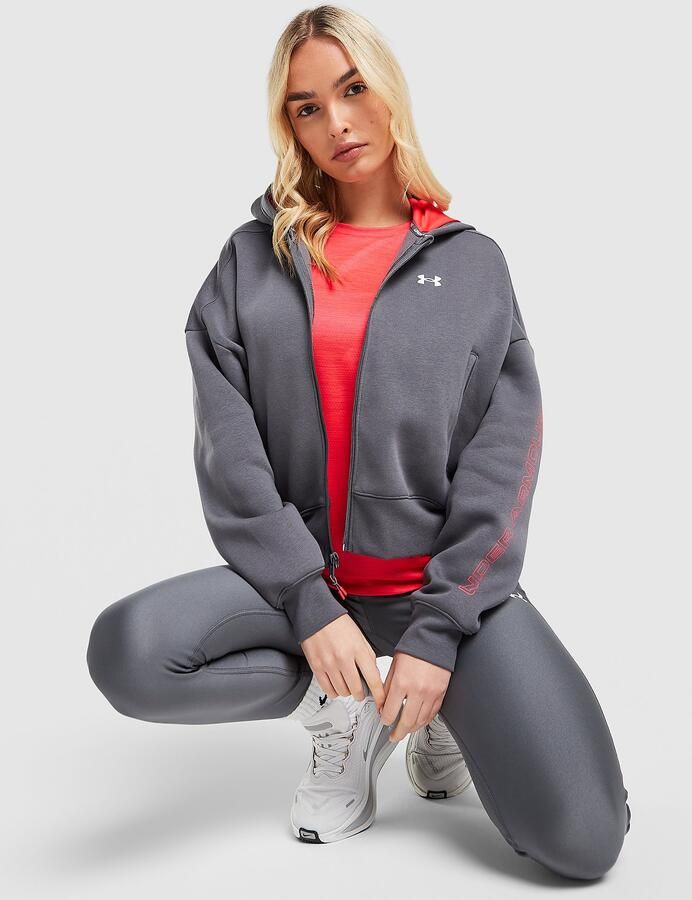 Under Armour Double Wordmark Cropped Hoodie Grijs- Dames Grijs