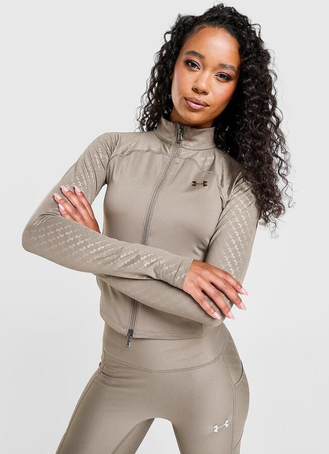 Under Armour Embossed Full Zip Track Top Beige- Dames Beige