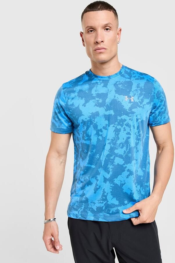 Under Armour Launch All Over Print T-Shirt Blauw- Heren Blauw