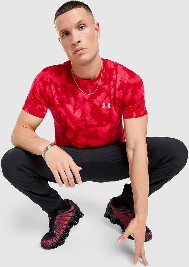 Under Armour Launch All Over Print T-Shirt Rood- Heren Rood