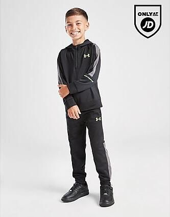 Under Armour Poly Colour Block 1 4 Zip Tracksuit Children Black Kind Black