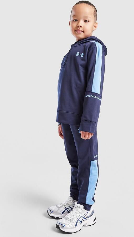Under Armour Poly Colour Block 1 4 Zip Tracksuit Children Blauw