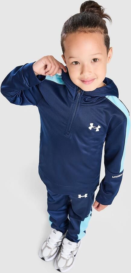 Under Armour Poly Colour Block 1 4 Zip Tracksuit Children Blauw Kind Blauw