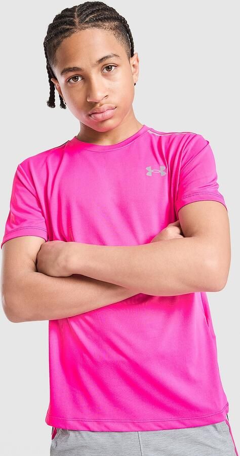 Under Armour Tech Reflective Wordmark T-Shirt Junior Roze Kind Roze