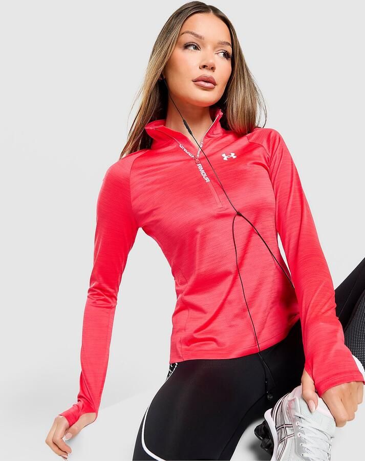 Under Armour Tech Vent 1 4 Zip Top Rood- Dames Rood
