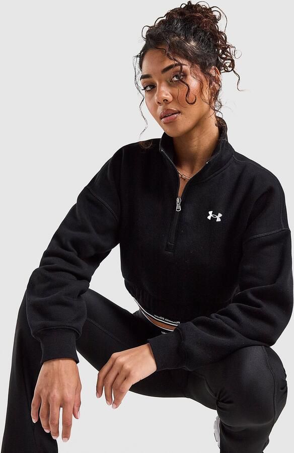 Under Armour Wordmark 1 4 Zip Cropped Sweatshirt Zwart- Dames Zwart