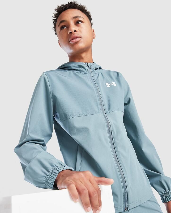 Under Armour Woven Wordmark Full Zip Jacket Junior Blauw Kind Blauw
