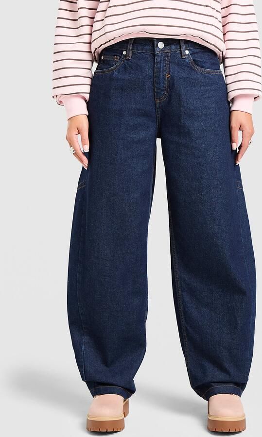 Unlike Humans Barrel Jeans Blauw- Dames Blauw