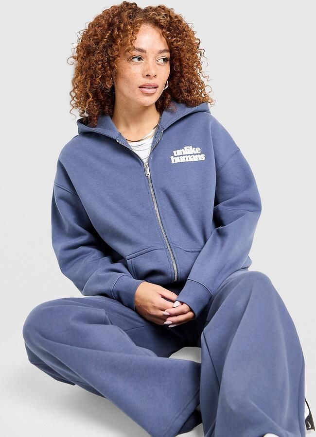 Unlike Humans Bubble Full Zip Hoodie Blauw- Dames Blauw