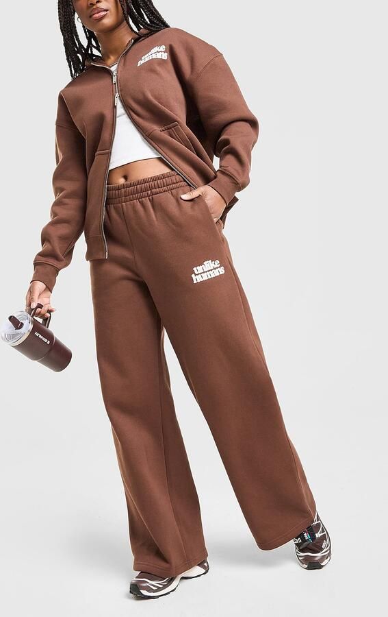 Unlike Humans Bubble Wide Leg Joggers Bruin- Dames Bruin