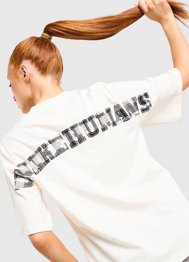 Unlike Humans Checkers Boxy T-Shirt Crème- Dames Crème