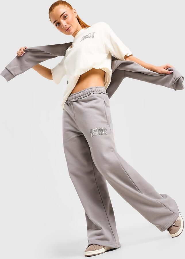 Unlike Humans Checkers Wide Leg Joggers Grijs- Dames Grijs
