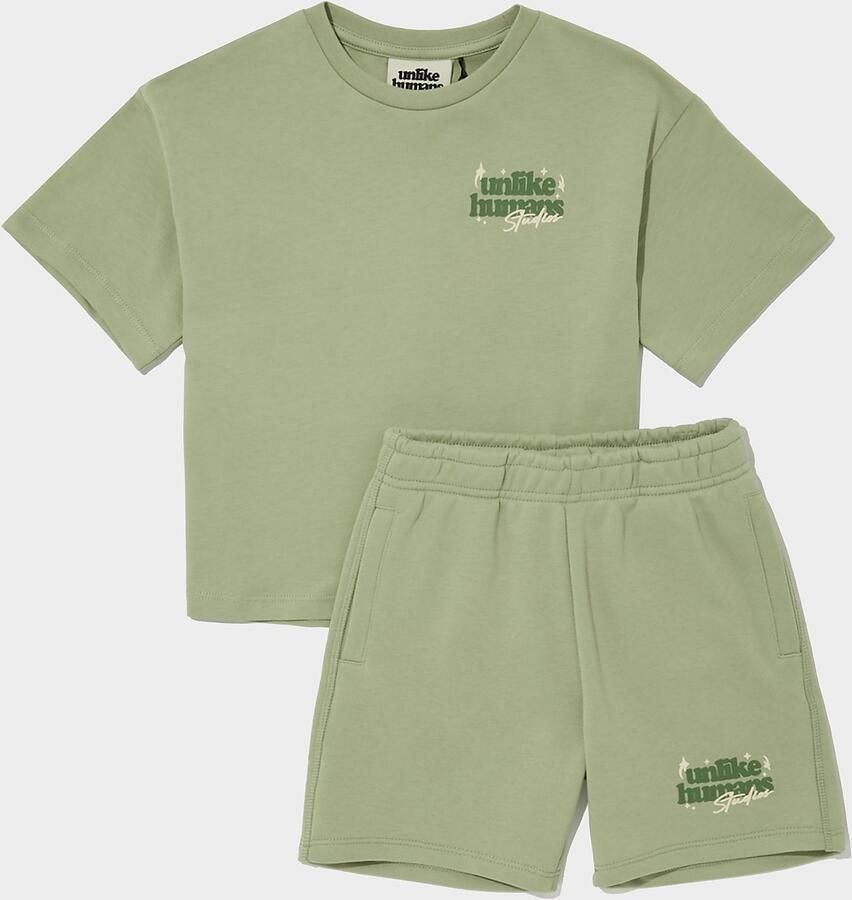Unlike Hu s Graphic T-Shirt Shorts Set Children Groen Kind Groen