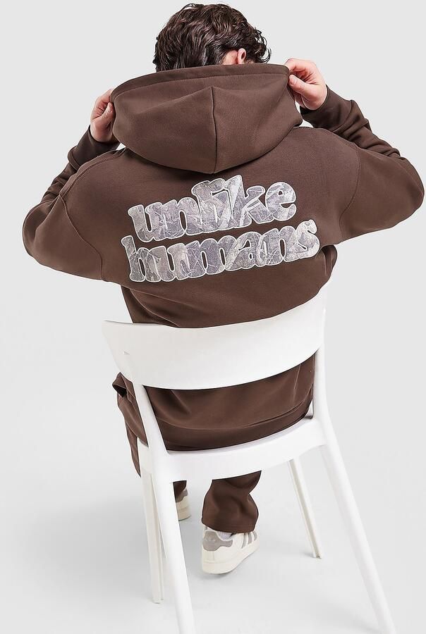 Unlike Humans Hidden Full Zip Hoodie Bruin- Heren Bruin