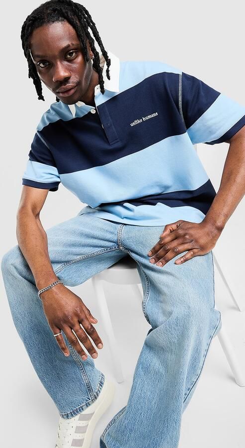 Unlike Humans Jewel Polo Shirt Blauw- Heren Blauw