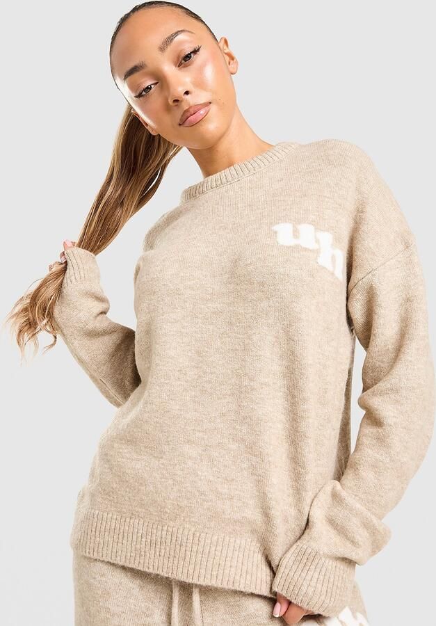 Unlike Humans Knit Crew Sweatshirt Bruin- Dames Bruin