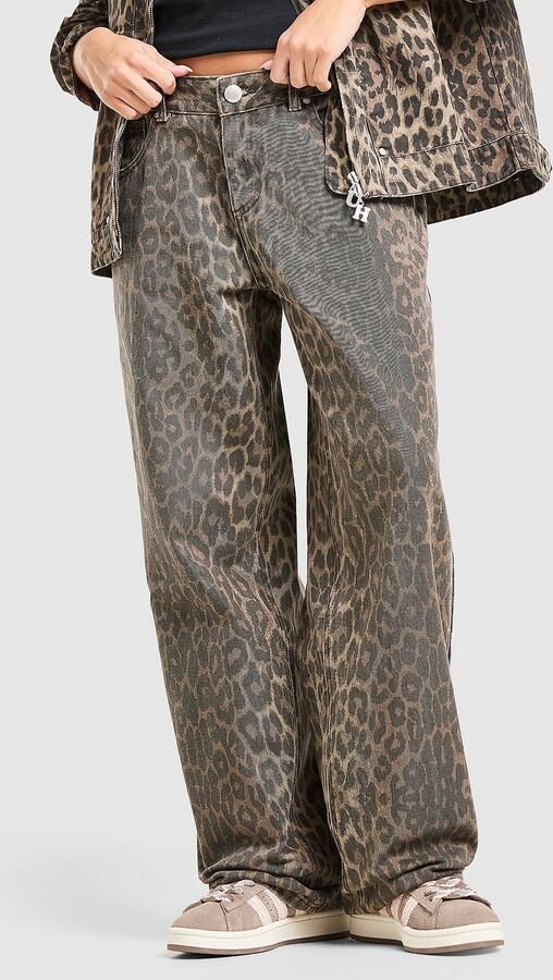 Unlike Humans Leopard Jeans Bruin- Dames Bruin