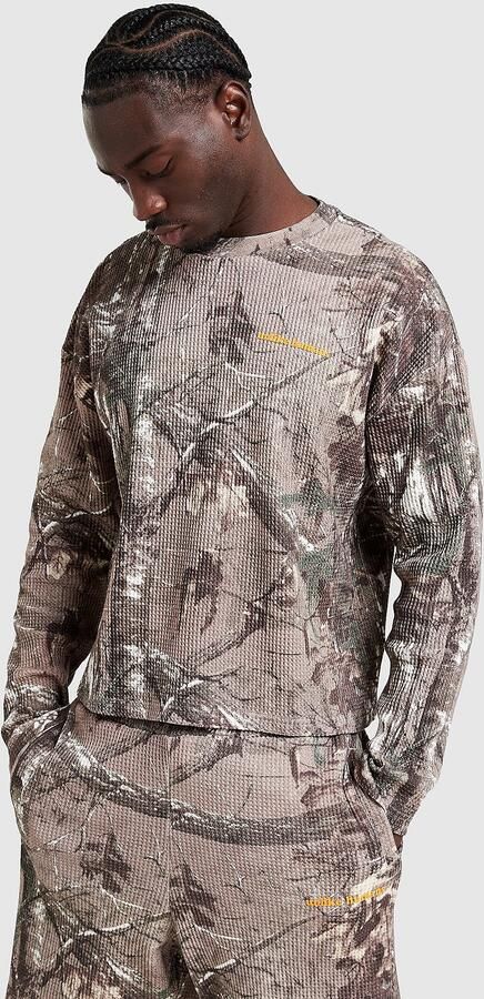Unlike Humans Lua Waffle Long Sleeve T-Shirt Groen- Heren Groen